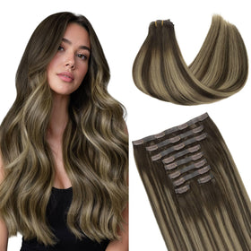 GOO GOO Clip in Hair Extensions front view, silky texture