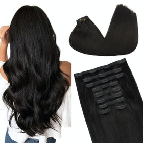 GOO GOO Clip in Hair Extensions front view with natural colour
