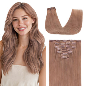 GOO GOO Clip in Hair Extensions front view with natural colour