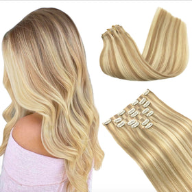 GOO GOO Clip in Hair Extensions front view with natural colour