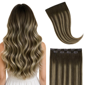 GOO GOO Clip in Hair Extensions front view with natural colour