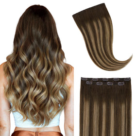 GOO GOO Clip in Hair Extensions front view with natural colour