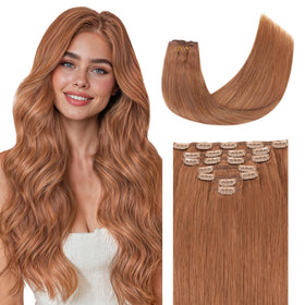 GOO GOO Clip in Hair Extensions front view with natural hair texture