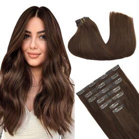 GOO GOO Clip in Hair Extensions front view with natural look