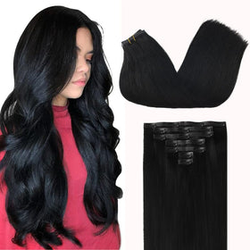 GOO GOO Clip-In Hair Extensions front view with natural shine