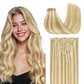GOO GOO Clip in Hair Extensions front view with natural texture