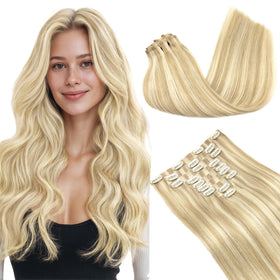 GOO GOO Clip in Hair Extensions front view with natural texture