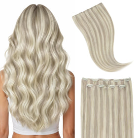 GOO GOO Clip in Hair Extensions front view with natural texture