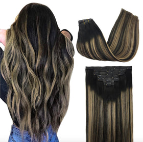 GOO GOO Clip in Hair Extensions front view with silky texture