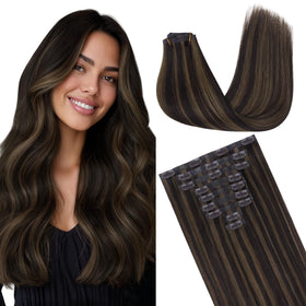 GOO GOO Clip in Hair Extensions front view with silky texture