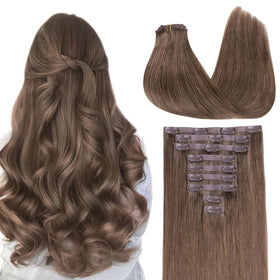 GOO GOO Clip in Hair Extensions front view with silky texture