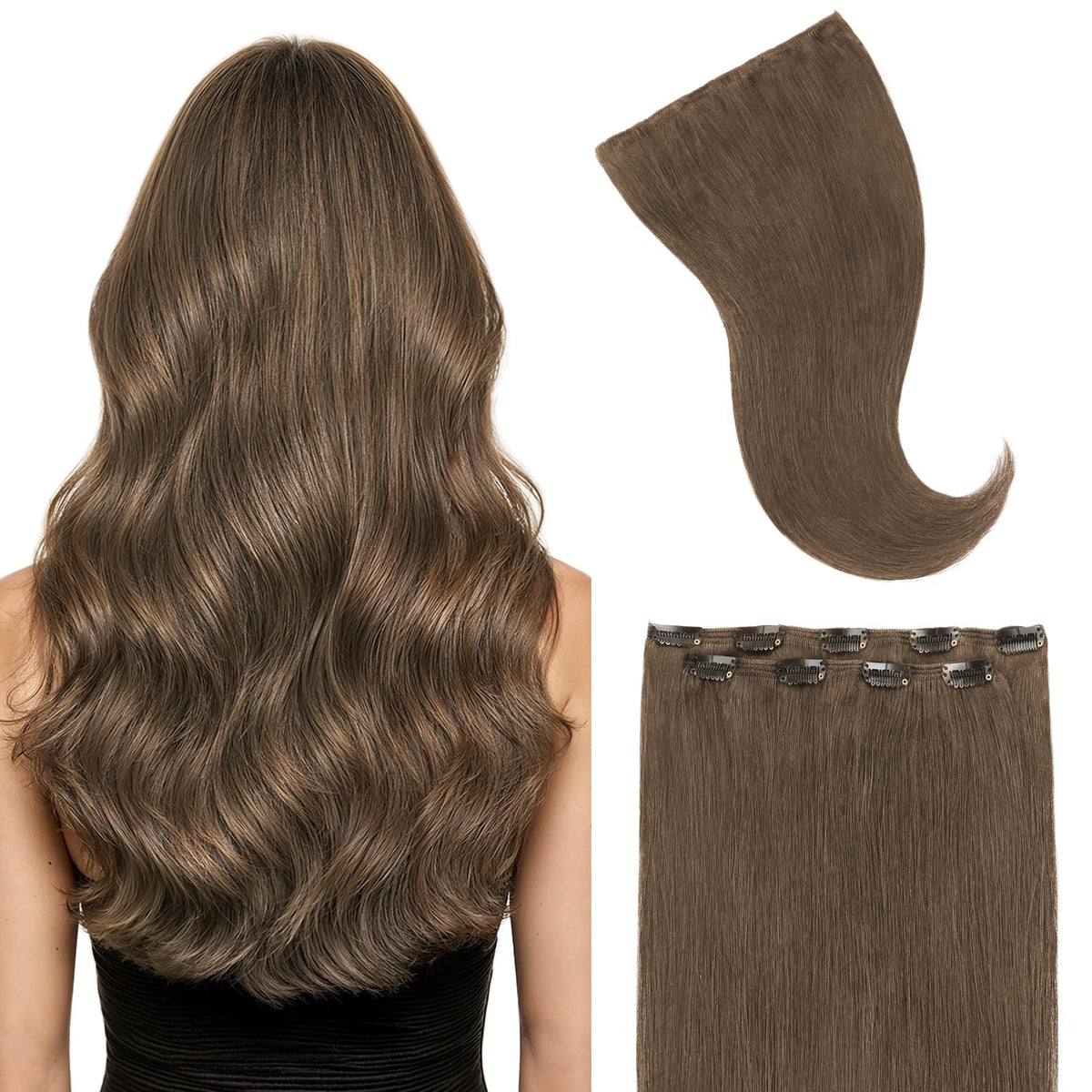 GOO GOO Clip in Hair Extensions front view with smooth texture