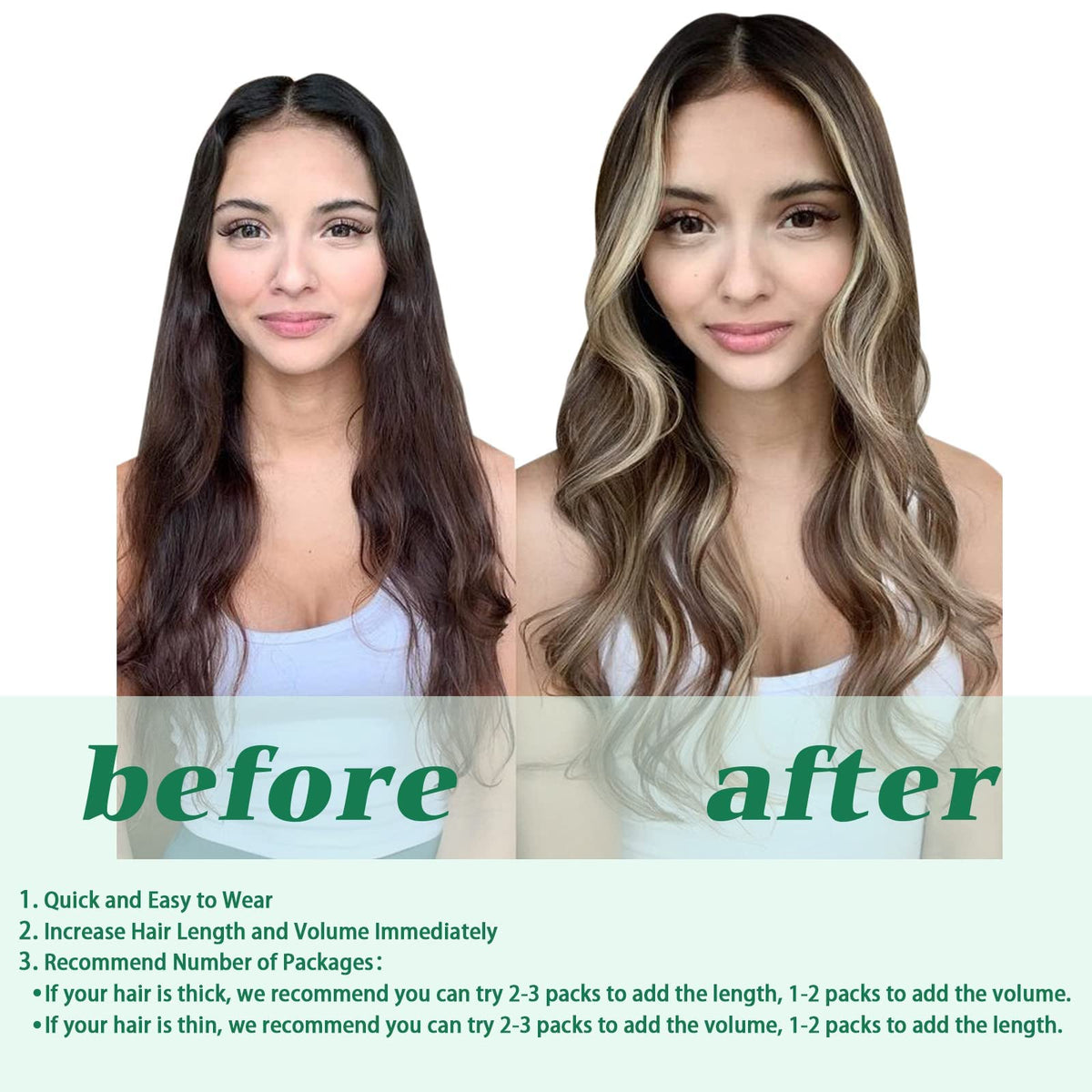 GOO GOO Clip in Hair Extensions in different lighting