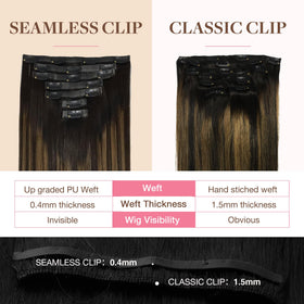 GOO GOO Clip in Hair Extensions in natural black to chestnut brown