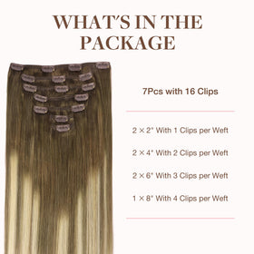 GOO GOO Clip in Hair Extensions in packaging with color options