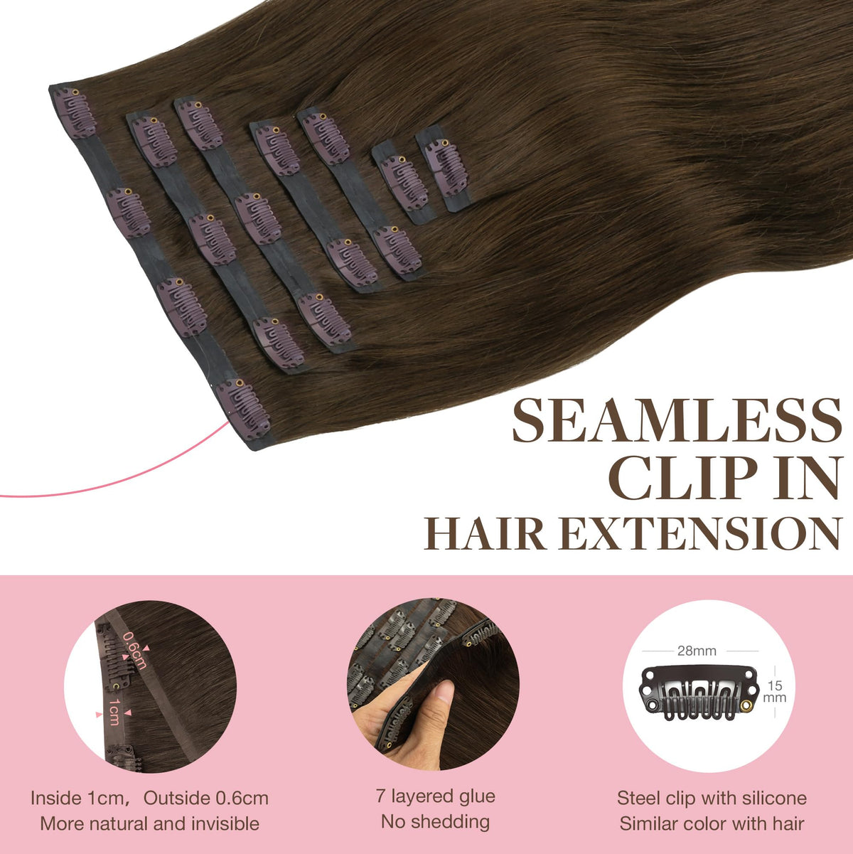 GOO GOO Clip in Hair Extensions in various shades display