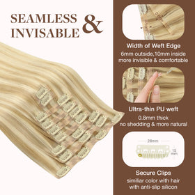 GOO GOO Clip in Hair Extensions in various shades displayed