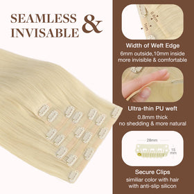 GOO GOO Clip in Hair Extensions in various shades displayed
