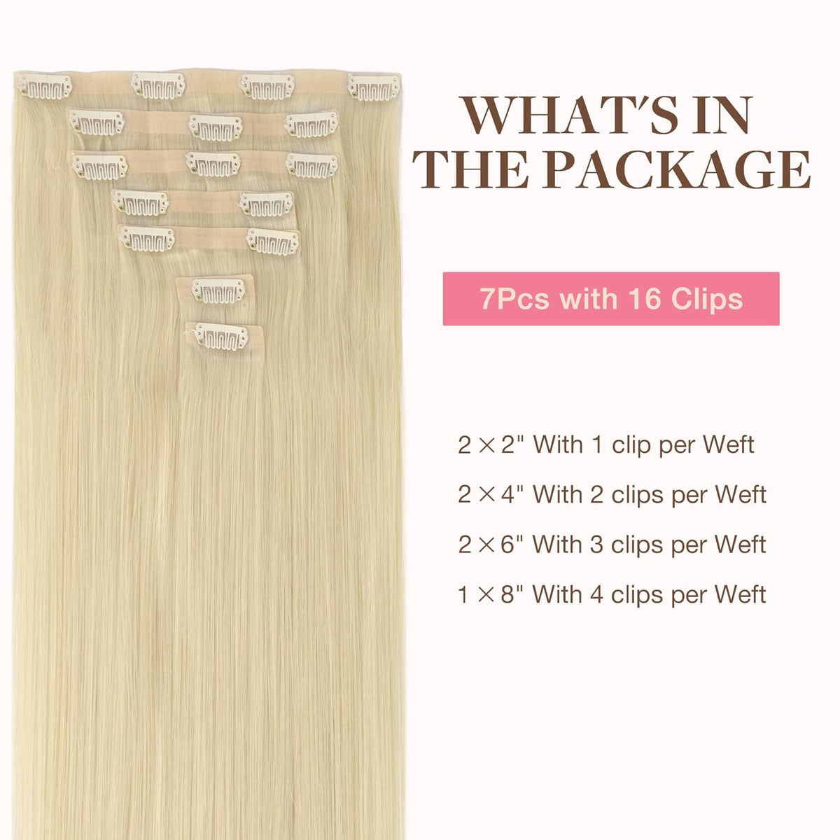 GOO GOO Clip in Hair Extensions packaging and clips