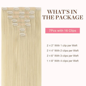 GOO GOO Clip in Hair Extensions packaging and clips