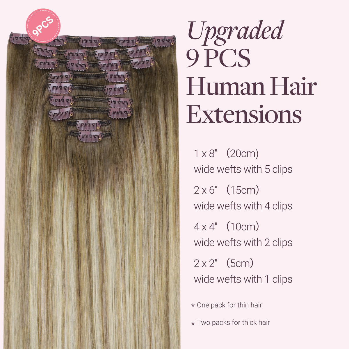 GOO GOO Clip in Hair Extensions packaging and clips