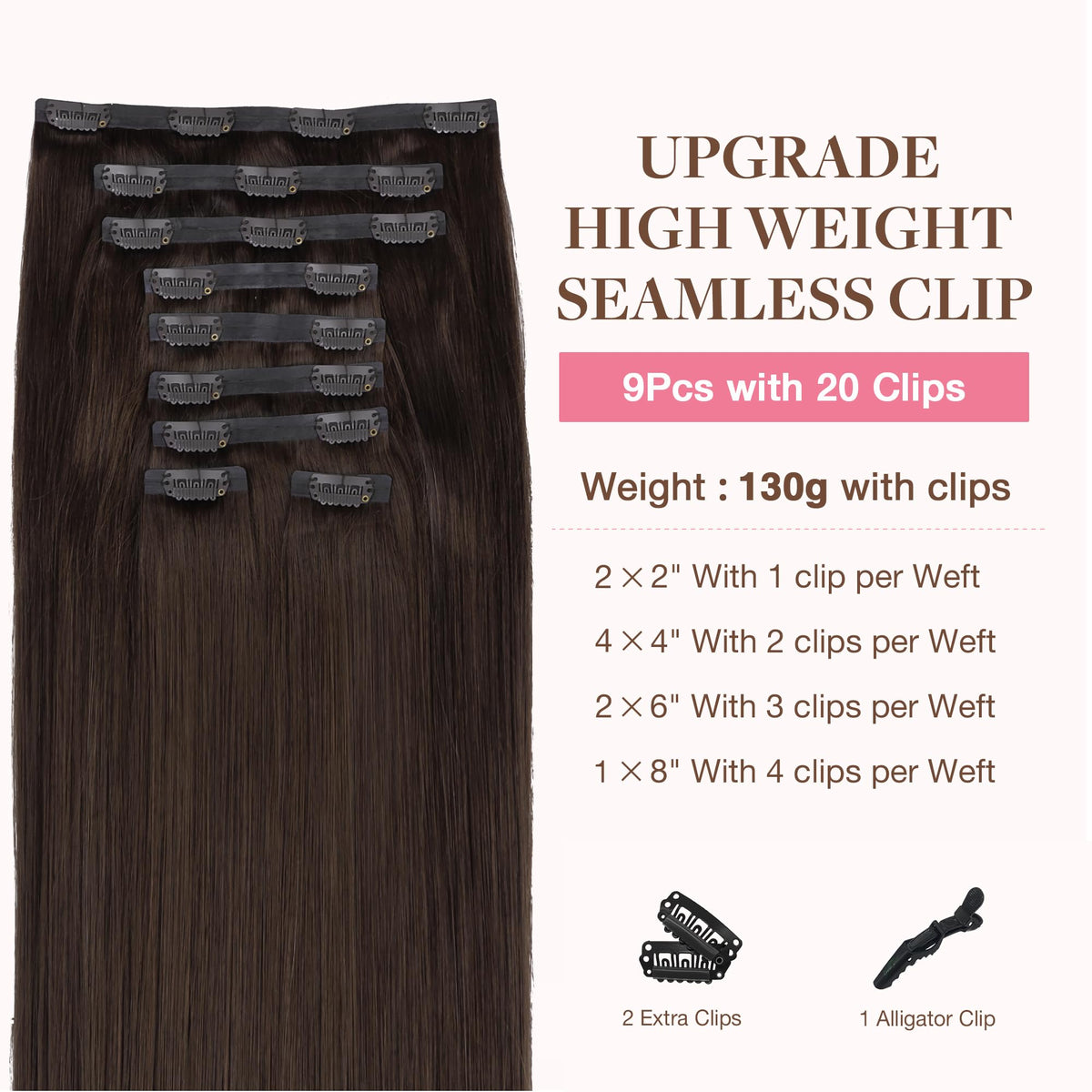 GOO GOO Clip in Hair Extensions packaging and clips