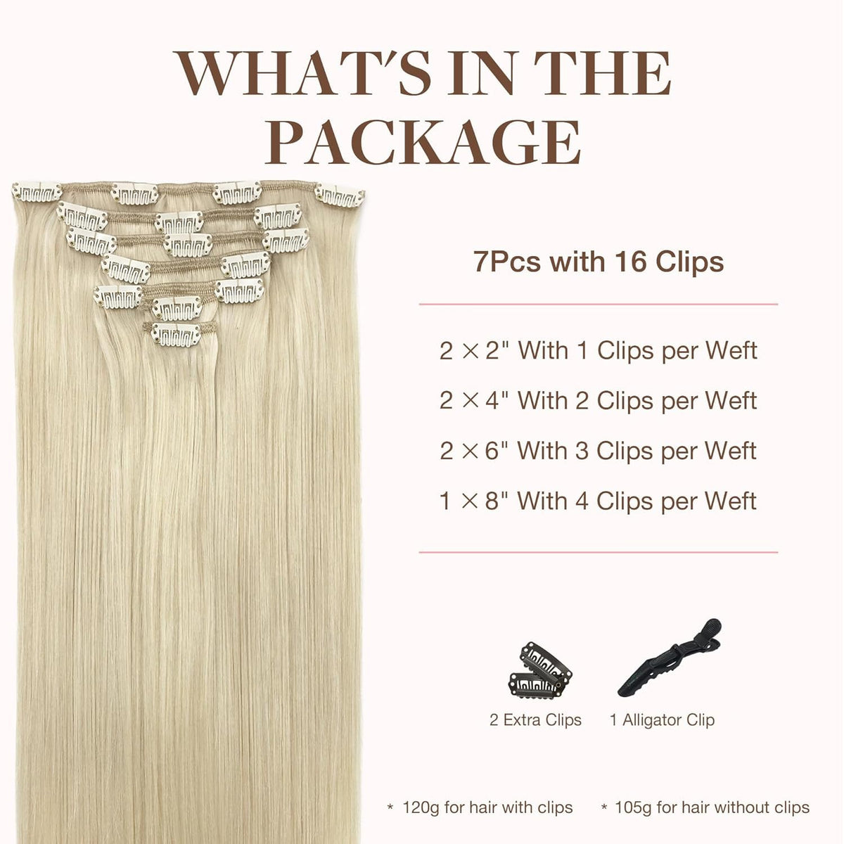 GOO GOO Clip in Hair Extensions packaging and contents