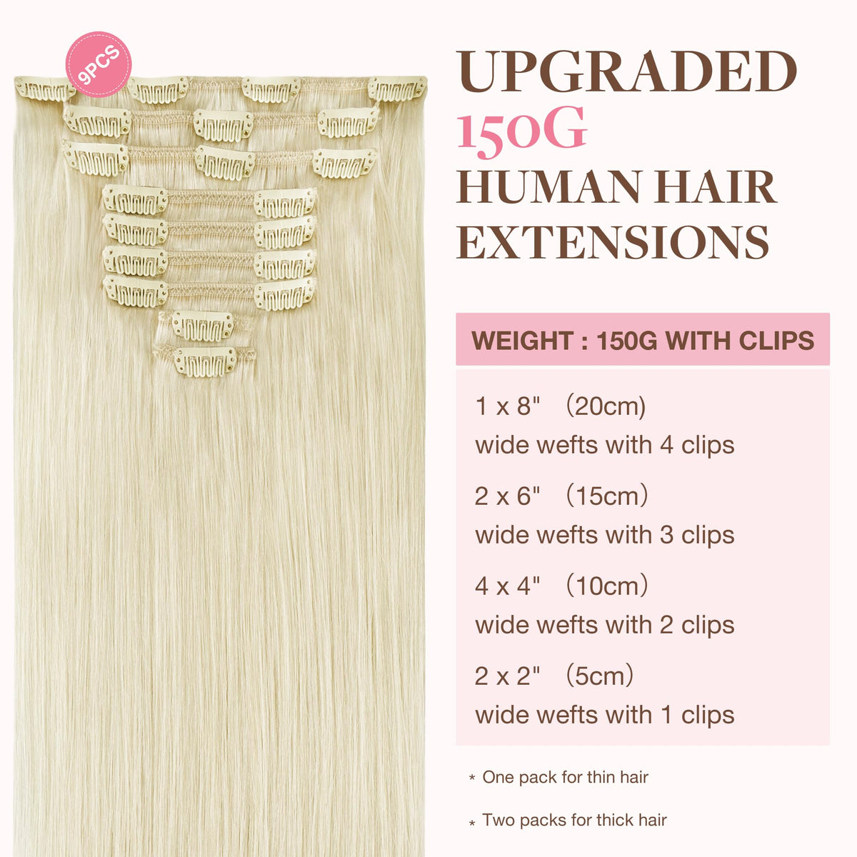 GOO GOO Clip in Hair Extensions packaging and contents