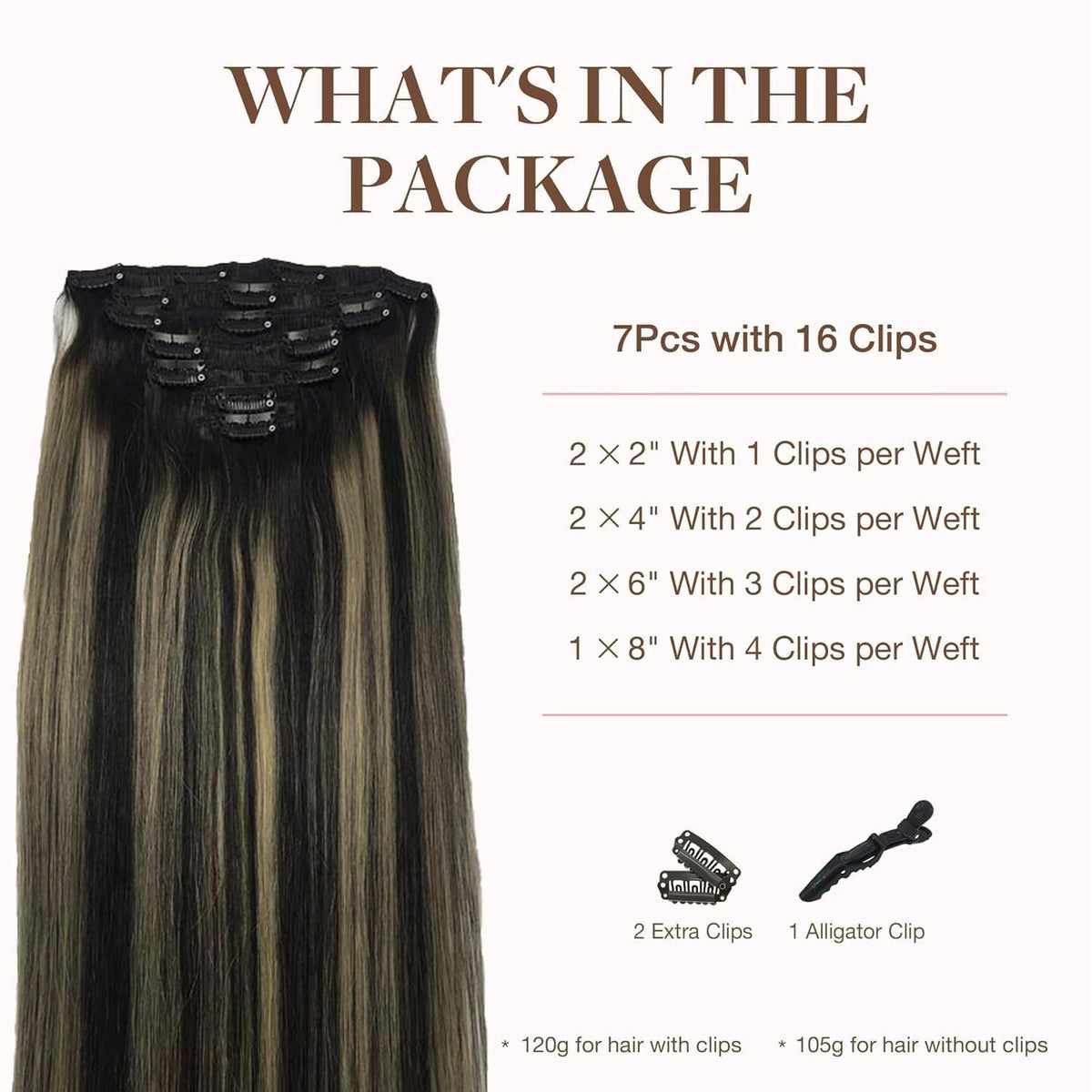 GOO GOO Clip in Hair Extensions packaging and contents