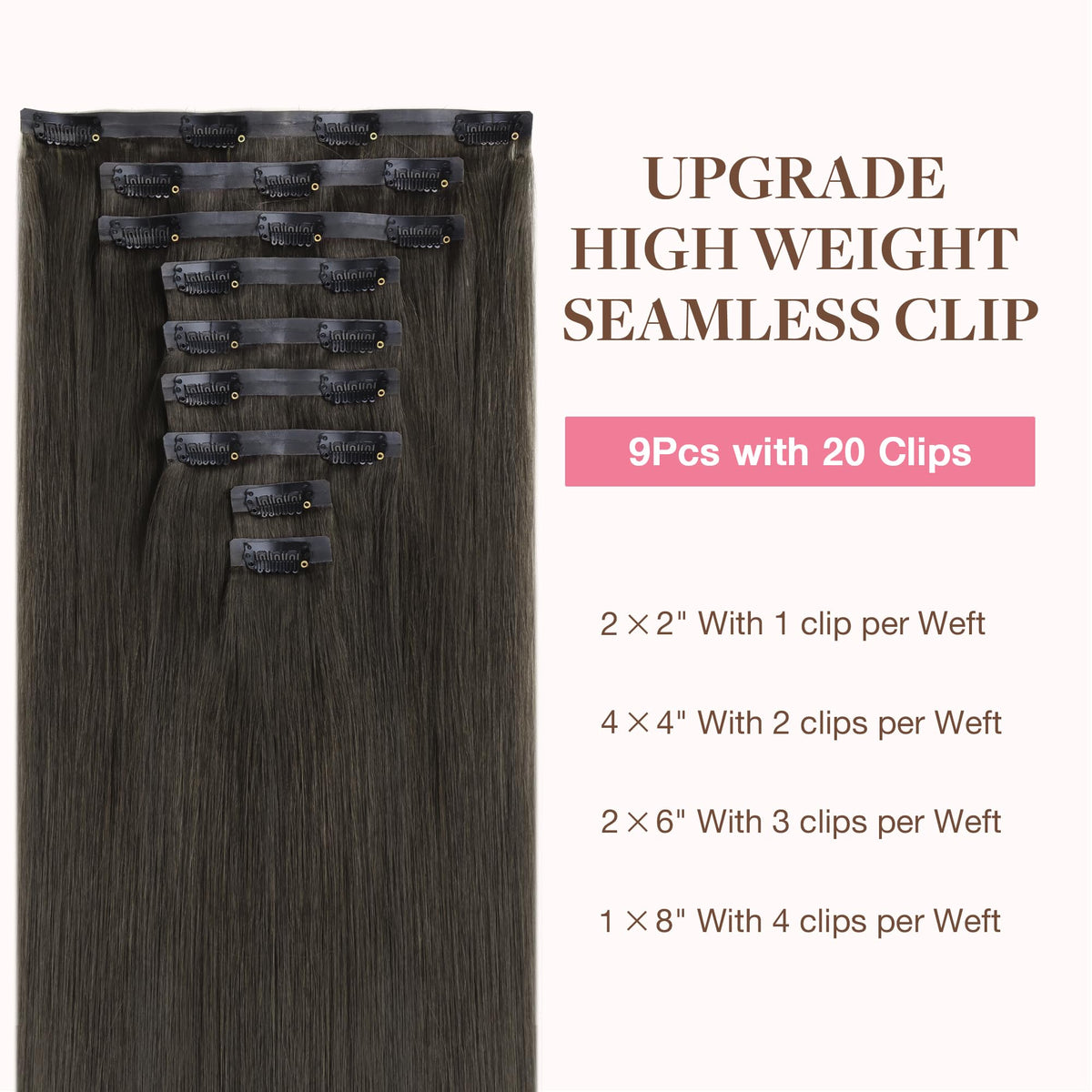 GOO GOO Clip in Hair Extensions packaging showing color options