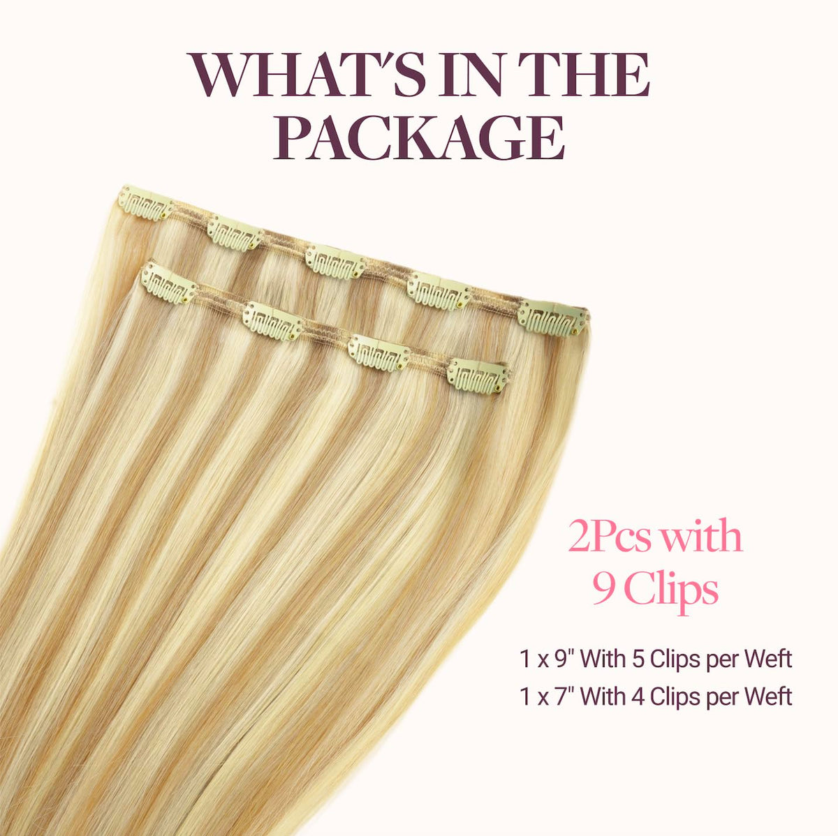 GOO GOO Clip in Hair Extensions packaging with 2 pieces