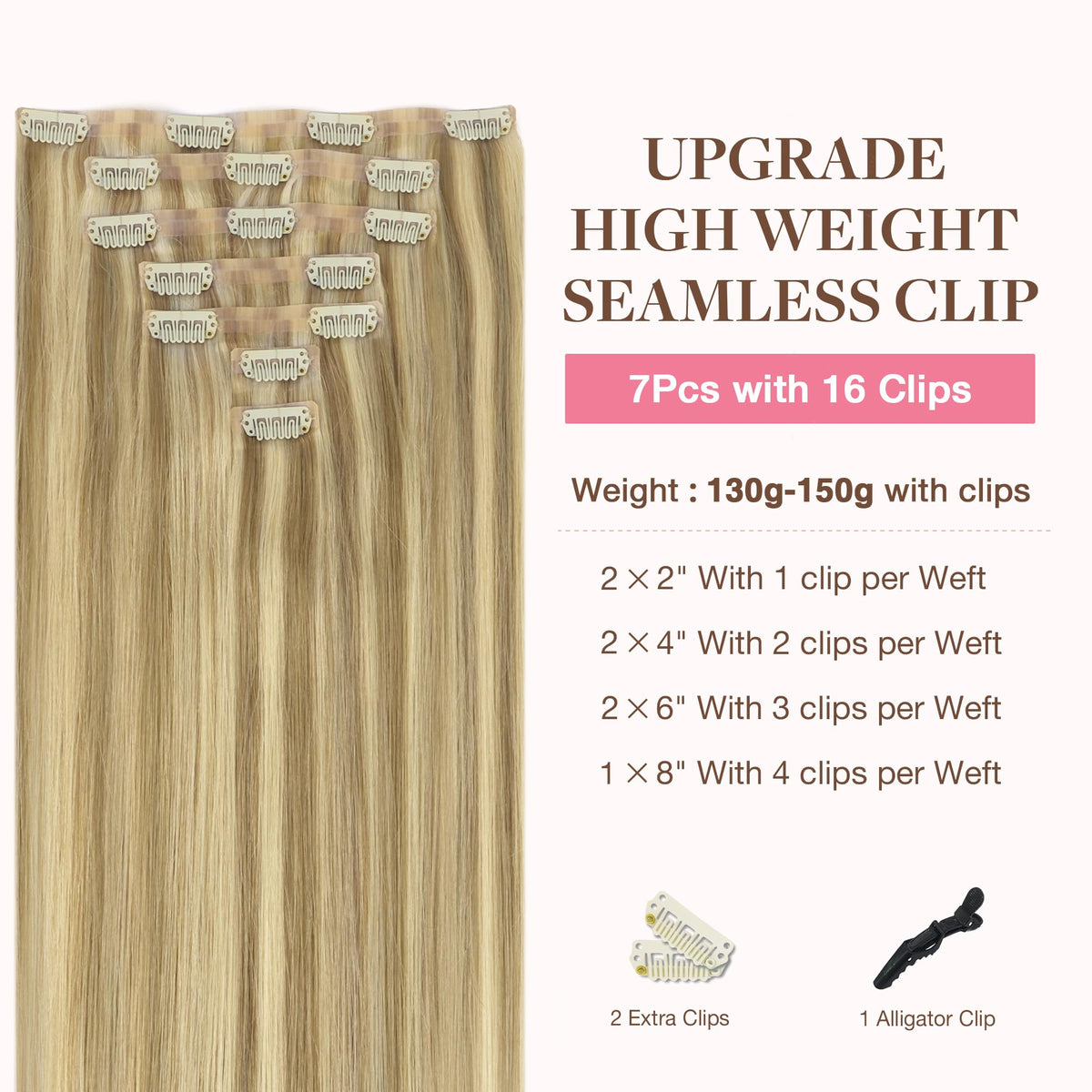 GOO GOO Clip in Hair Extensions packaging with 7 pieces