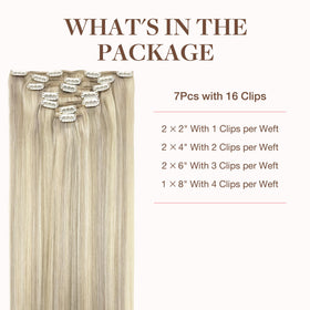 GOO GOO Clip in Hair Extensions packaging with 7 pieces