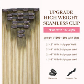 GOO GOO Clip in Hair Extensions packaging with 7 pieces