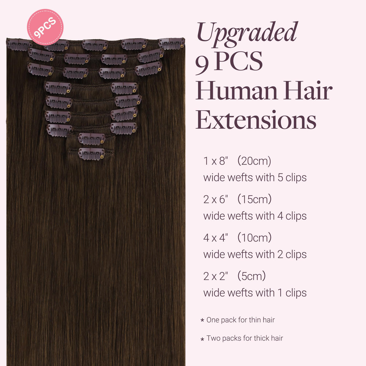 GOO GOO Clip in Hair Extensions packaging with 9 pieces