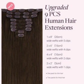GOO GOO Clip in Hair Extensions packaging with 9 pieces