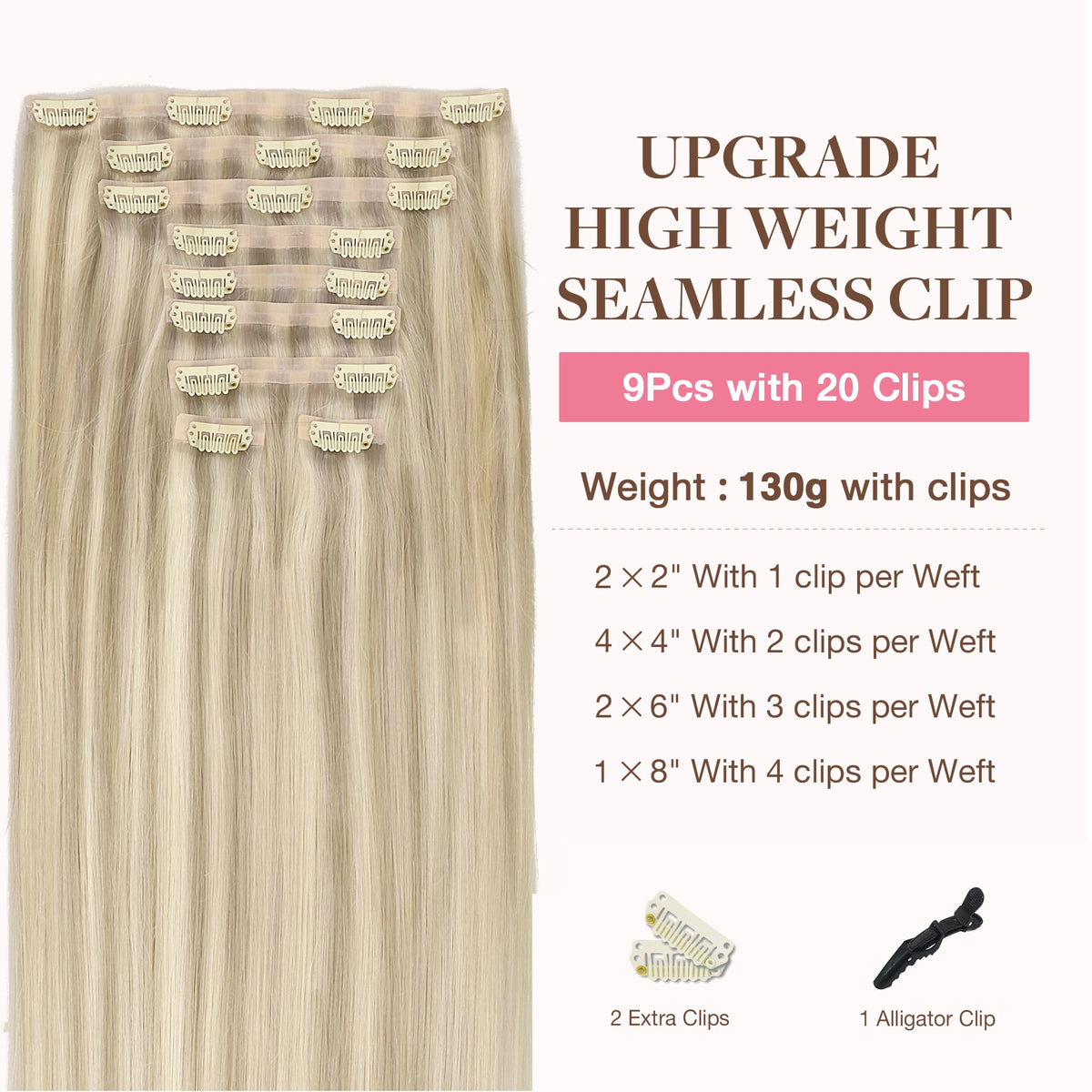 GOO GOO Clip in Hair Extensions packaging with 9 pieces