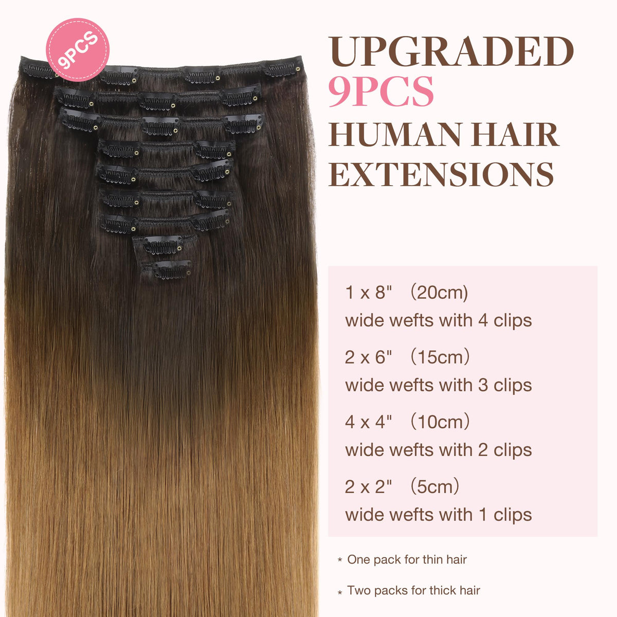 GOO GOO Clip in Hair Extensions packaging with chocolate dip colour