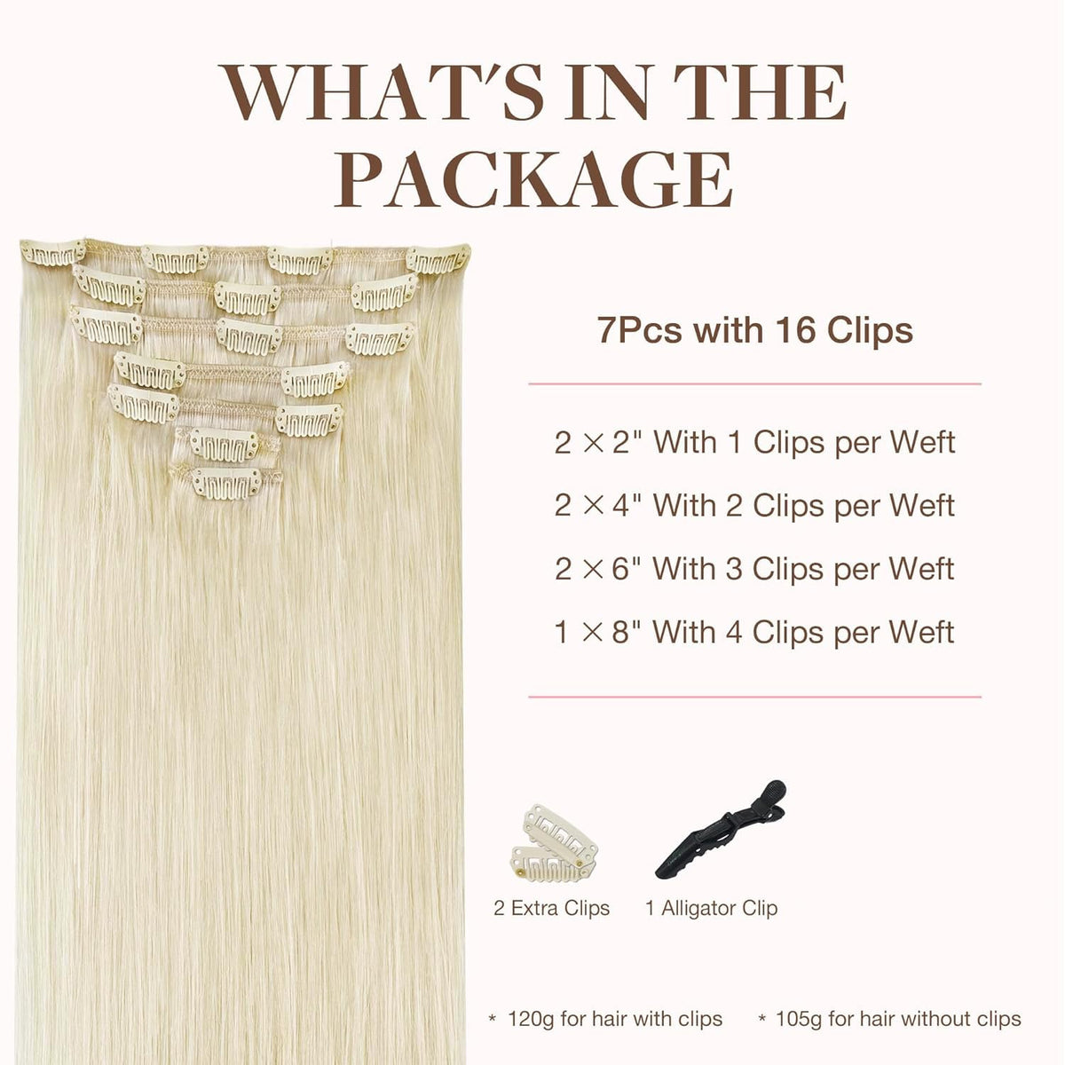 GOO GOO Clip in Hair Extensions packaging with clips