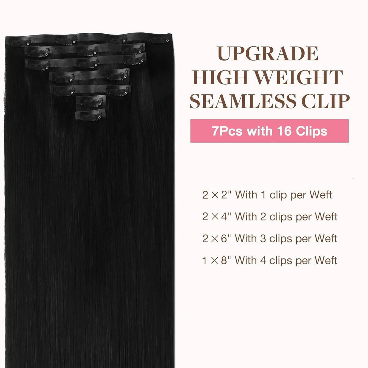 GOO GOO Clip in Hair Extensions packaging with color options