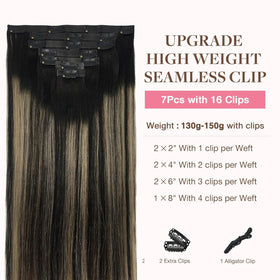 GOO GOO Clip in Hair Extensions packaging with colour options