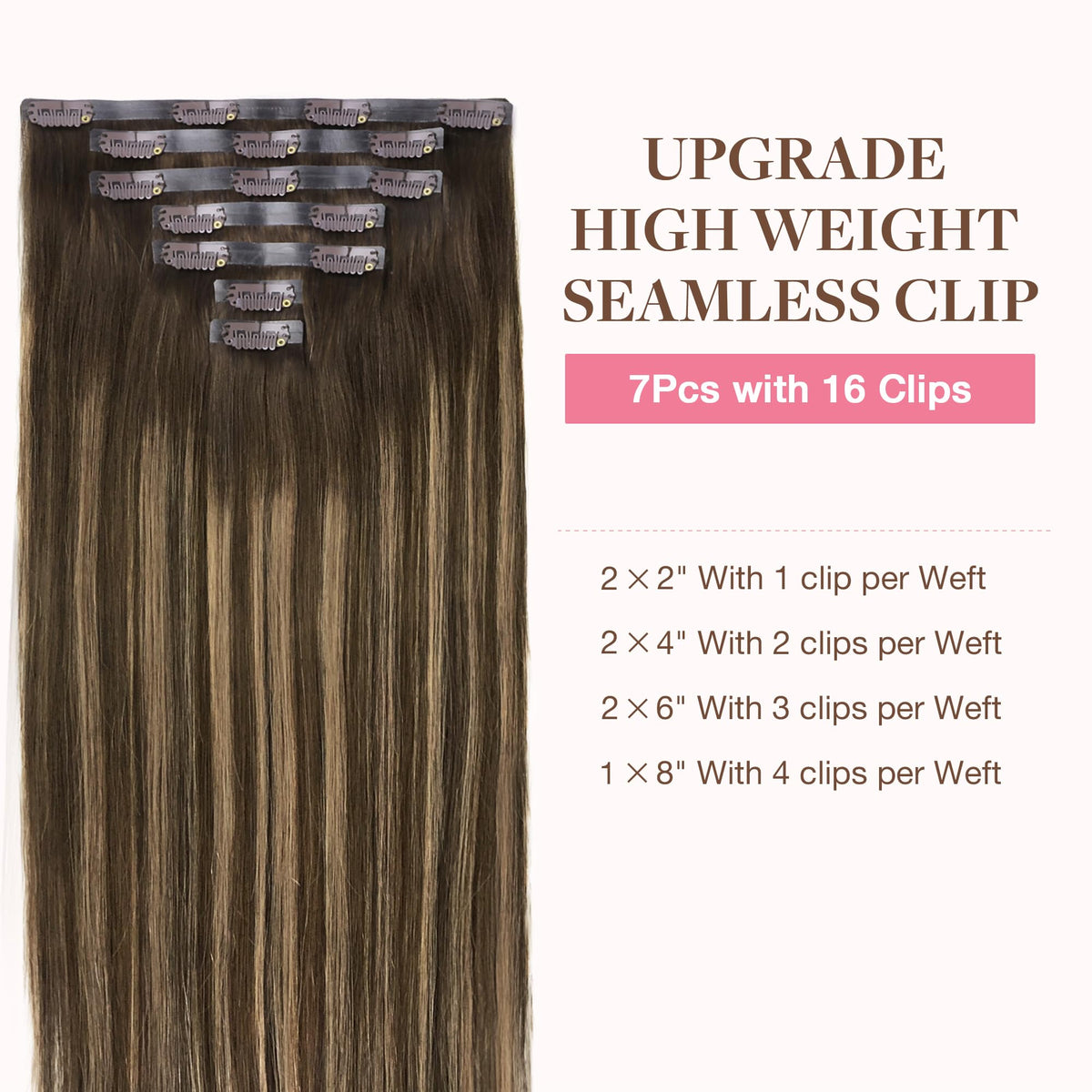 GOO GOO Clip in Hair Extensions packaging with colour options