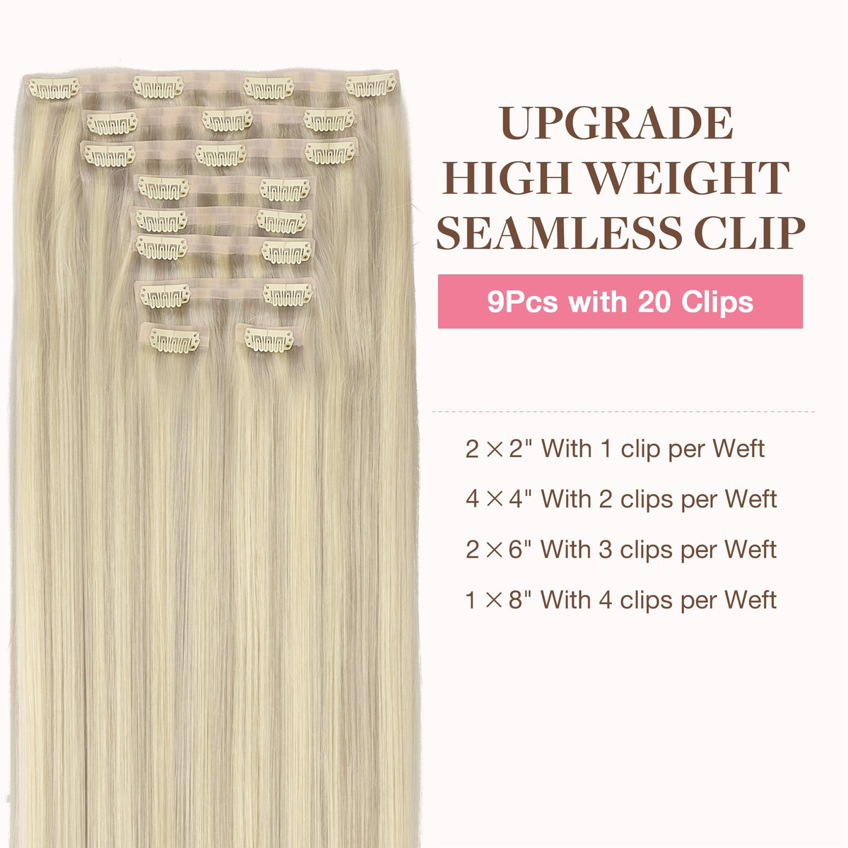 GOO GOO Clip in Hair Extensions packaging with colour options