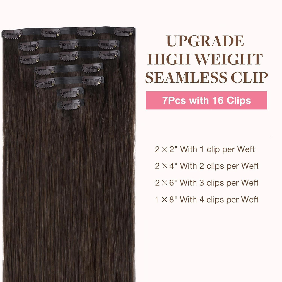 GOO GOO Clip in Hair Extensions packaging with colour options