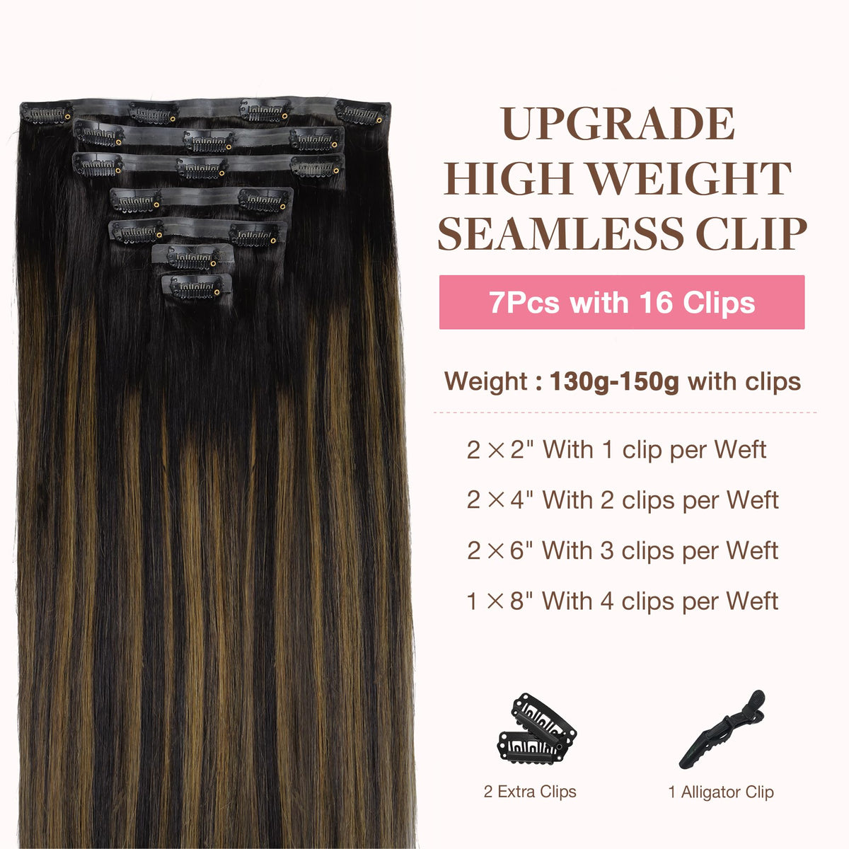 GOO GOO Clip in Hair Extensions packaging with colour samples
