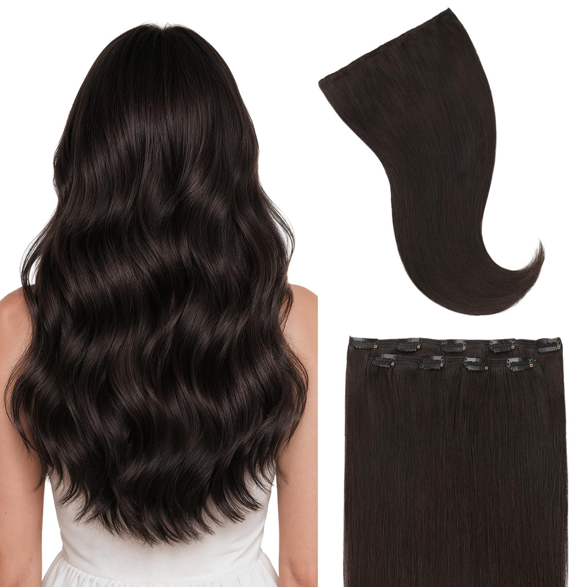 GOO GOO Clip in Hair Extensions real human hair front view