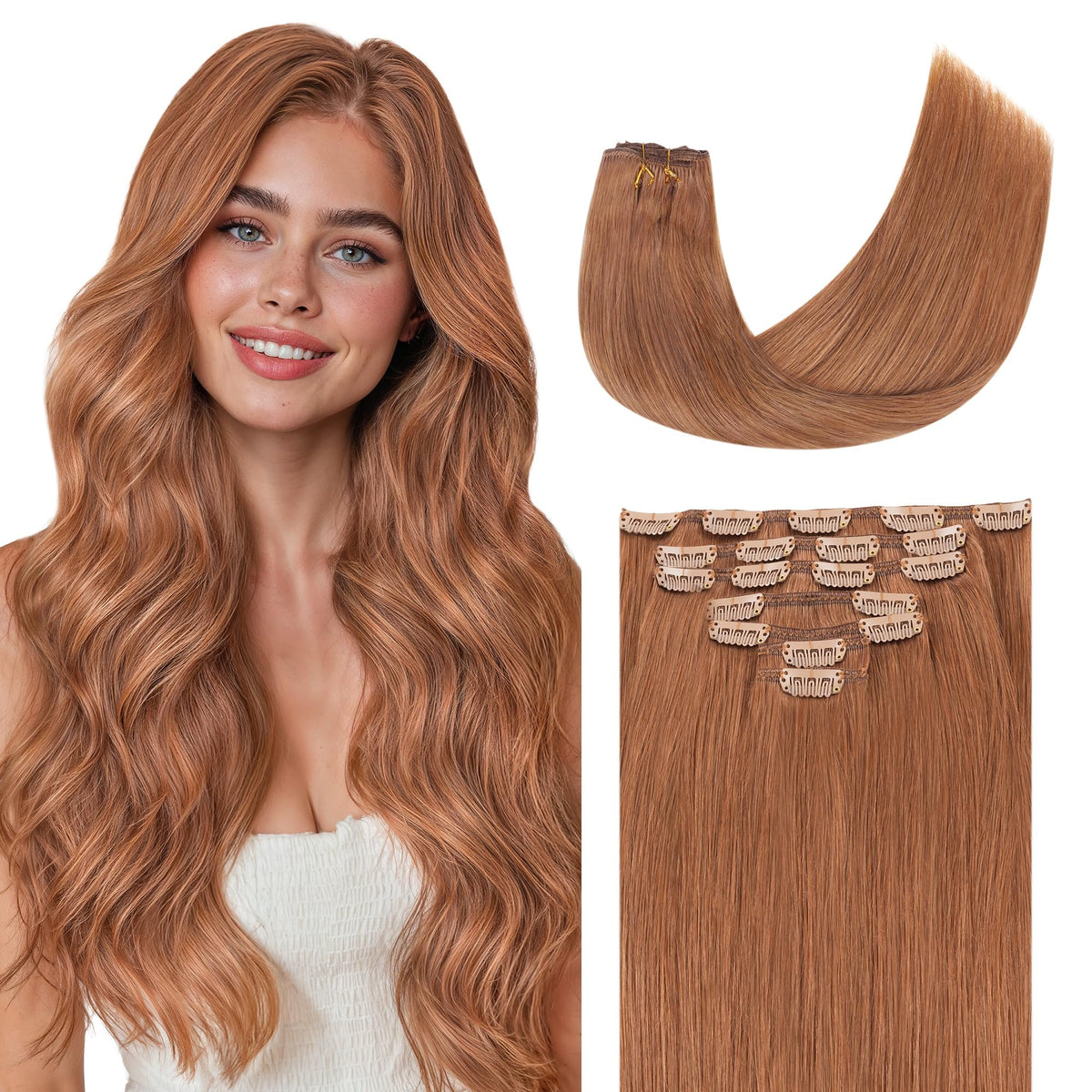 GOO GOO Clip in Hair Extensions real human hair front view