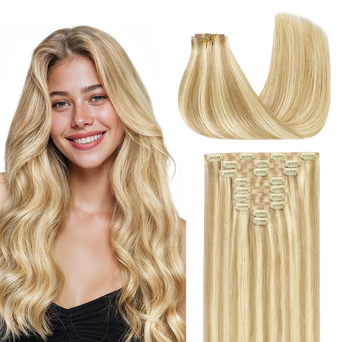 GOO GOO Clip in Hair Extensions real human hair front view