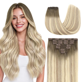 GOO GOO Clip in Hair Extensions real human hair front view