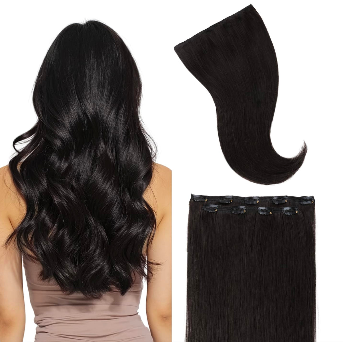 GOO GOO Clip in Hair Extensions real human hair front view